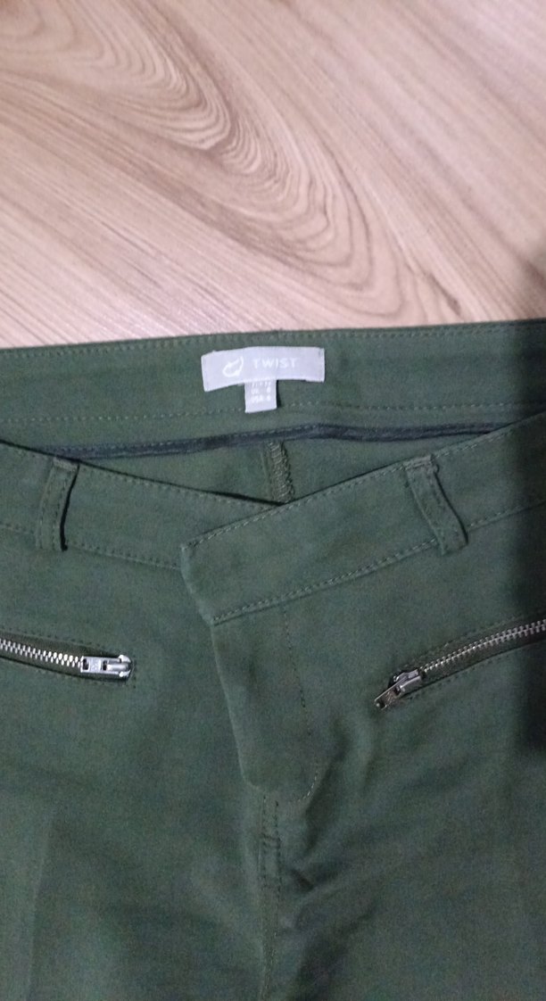 Kadın Haki Kumaş Pantolon Fermuarlı - Görsel 3