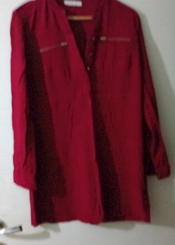 Bordo Düğmeli Hamile Tunik - Görsel 2
