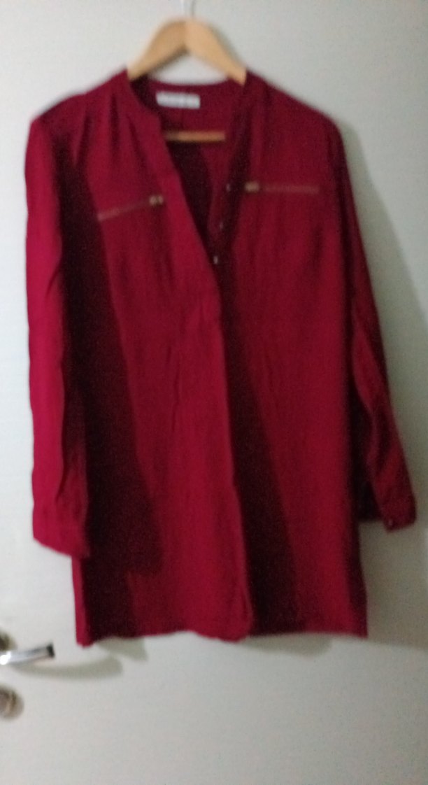 Bordo Düğmeli Hamile Tunik - Görsel 2