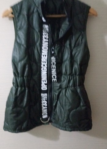 Zarif Fitilli Yeşil Kadın Yelek - Görsel 2