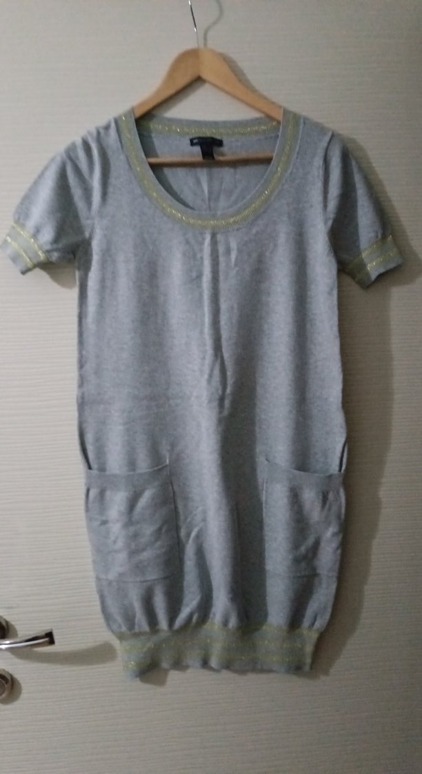 Gri Kadın Kısa Kollu Triko Elbise - Görsel 2