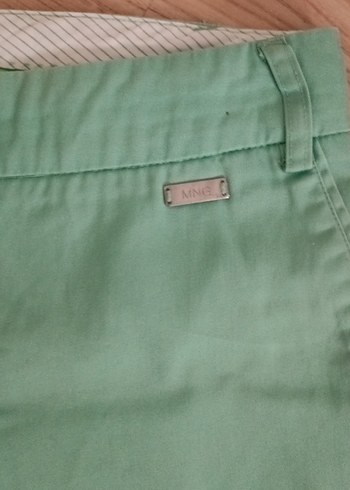 Düğmeli Turkuaz Kadın Kumaş Pantolon - Görsel 3