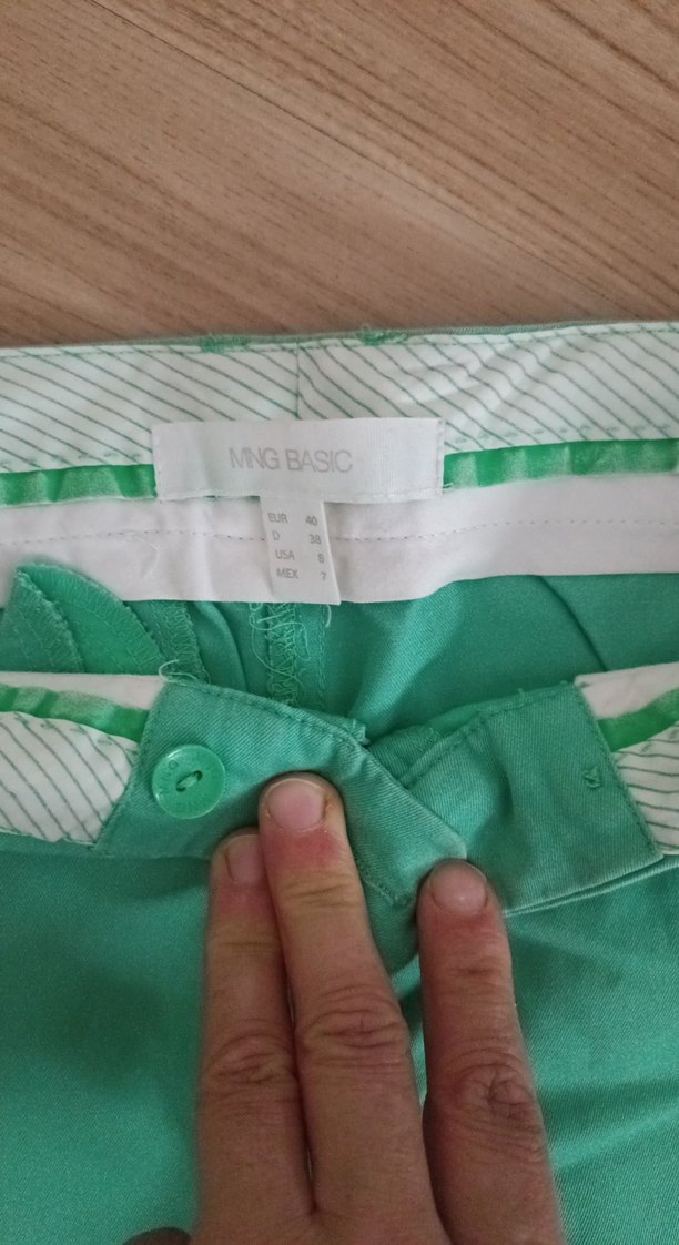 Düğmeli Turkuaz Kadın Kumaş Pantolon - Görsel 4