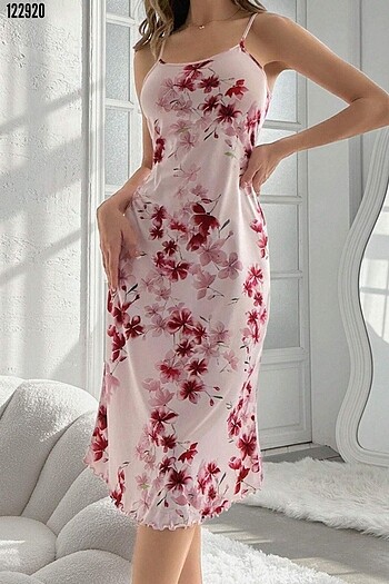 Toz pembe midi boy gecelik