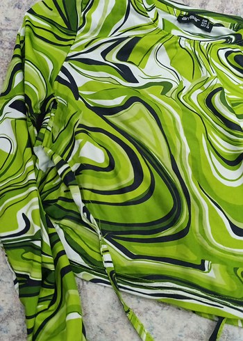 Diğer Yeşil Batik Desenli Uzun Kollu Bluz