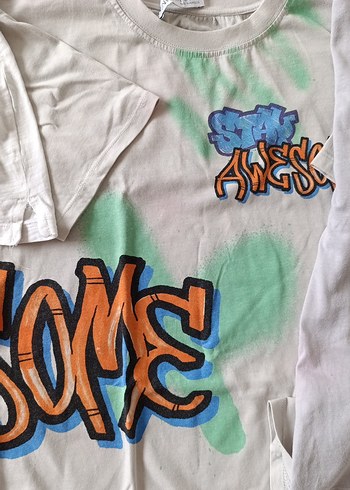 10 Yaş Beden beyaz Renk zara çocuk tshirtler 9-10 yaş