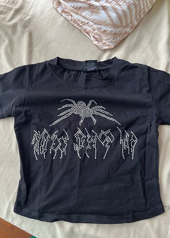 Kız Çocuk Siyah Kısa Kollu Gotik Tişört