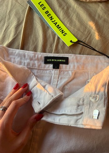 s Beden beyaz Renk Beyaz Denim Mini Etek