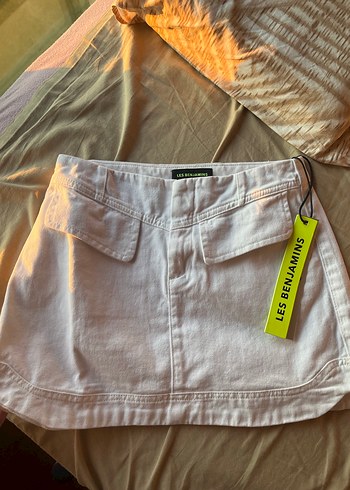 Beyaz Denim Mini Etek