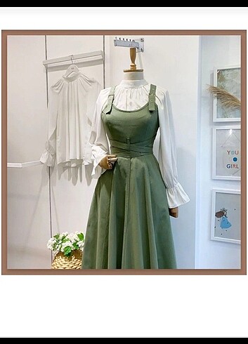 Gabardin Kumaş Haki Yeşili Elbise