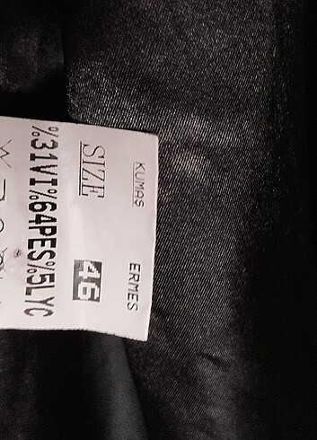 46 Beden siyah Renk Kaşe kaban 