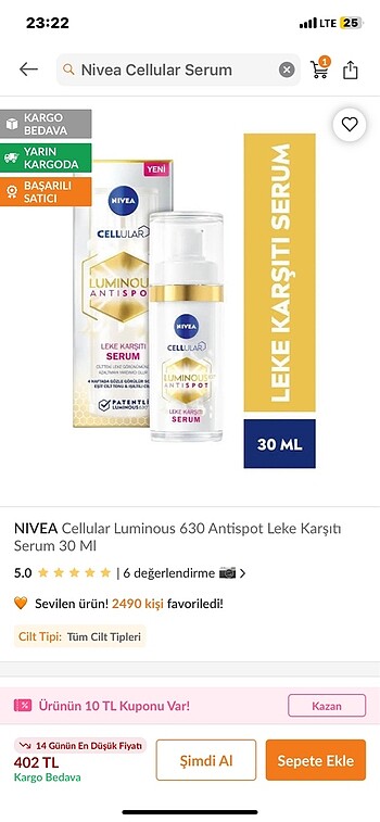 Beden Nivea Leke Karşıtı Serum