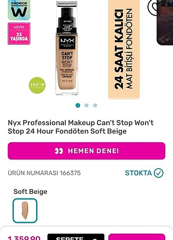 Nyx fondoten beige 