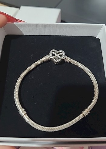 Pandora sonsuz kalp klipsli yılan zincir bileklik - Görsel 2