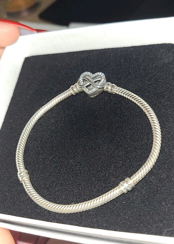 Pandora sonsuz kalp klipsli yılan zincir bileklik - Görsel 4