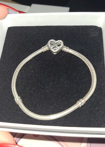 Pandora sonsuz kalp klipsli yılan zincir bileklik - Görsel 3