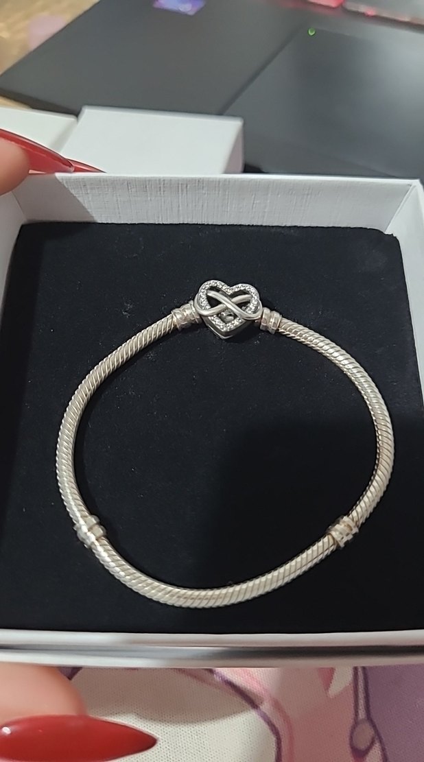 Pandora sonsuz kalp klipsli yılan zincir bileklik - Görsel 2