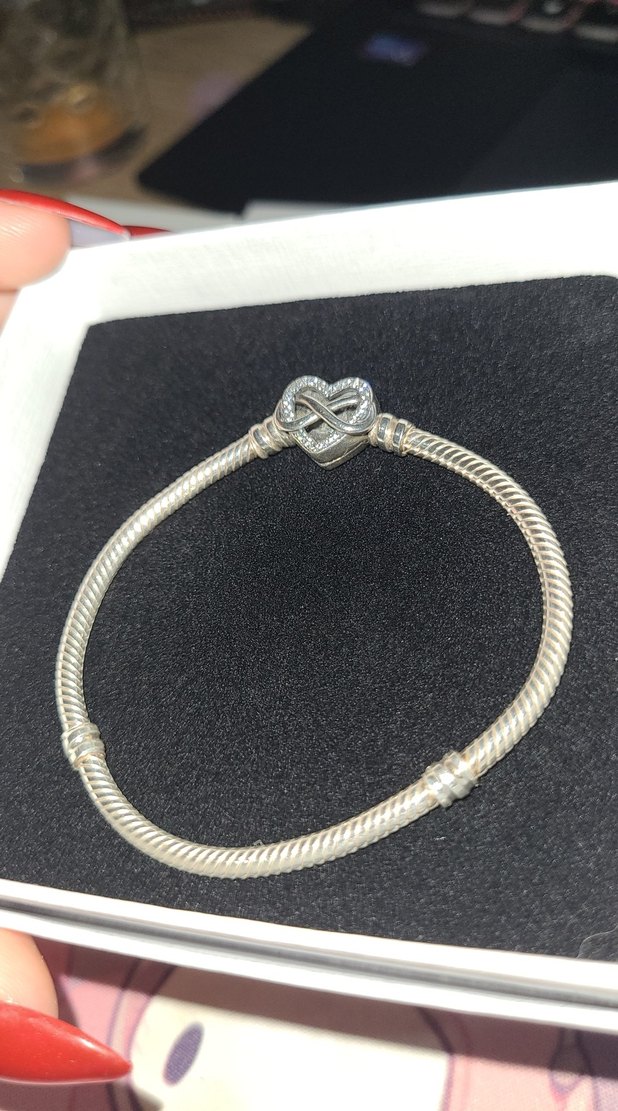 Pandora sonsuz kalp klipsli yılan zincir bileklik - Görsel 4