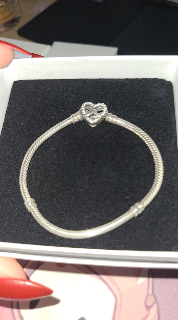 Pandora sonsuz kalp klipsli yılan zincir bileklik - Görsel 3