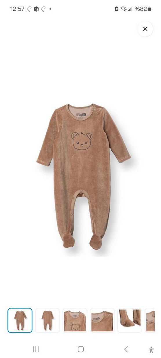 Mavi Bebek Kadife Tulum, Uzun Kollu, Düğmeli - Görsel 3