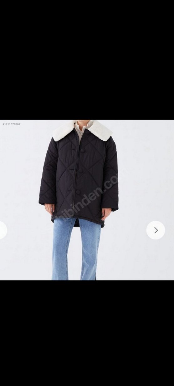 Kürk Detaylı Siyah Kısa Kadın Mont - Görsel 3