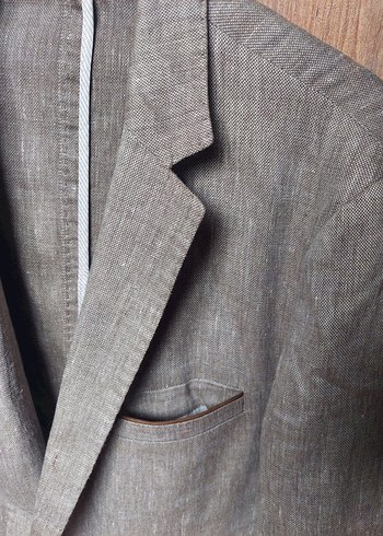 Bej Erkek keten ceket - Görsel 4