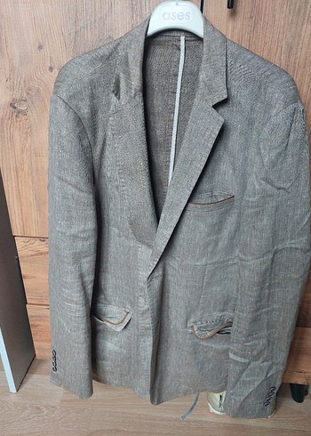 Bej Erkek keten ceket - Görsel 5