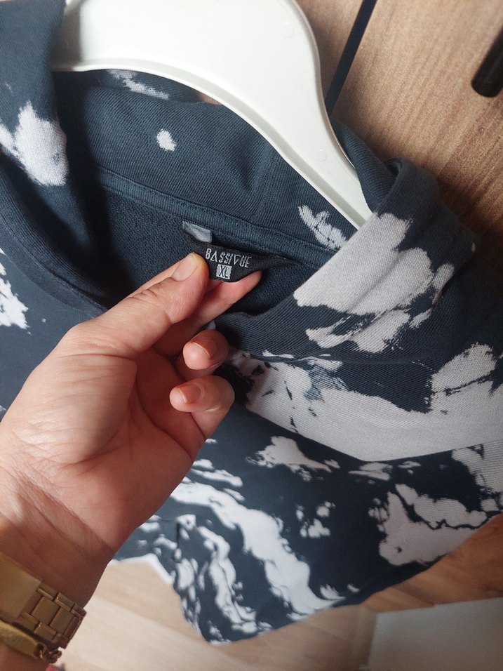 Gri Tie-Dye Kapüşonlu Kadın Sweatshirt - Görsel 2