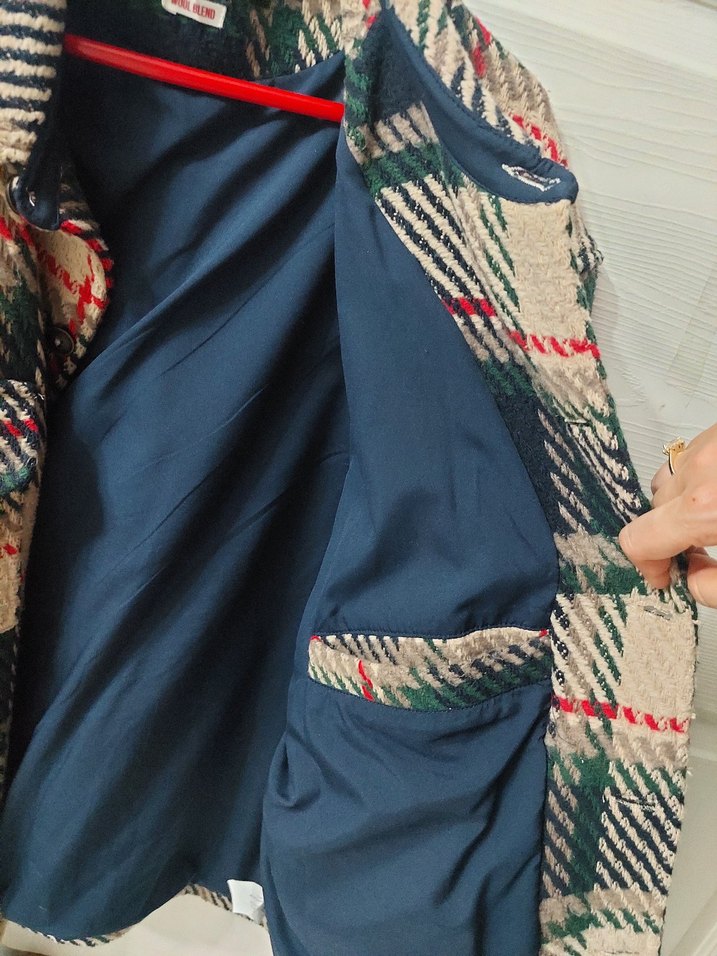 Mudo Düğmeli Ekose erkek Yün  Ceket - Görsel 4