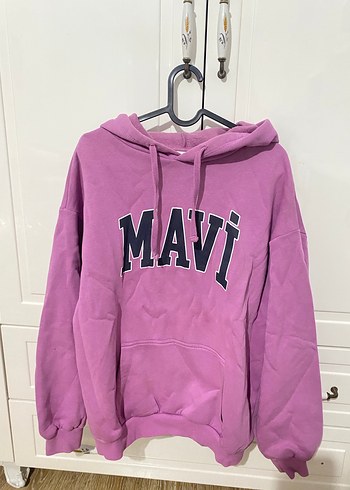 Mor Kapüşonlu Oversize Sweatshirt