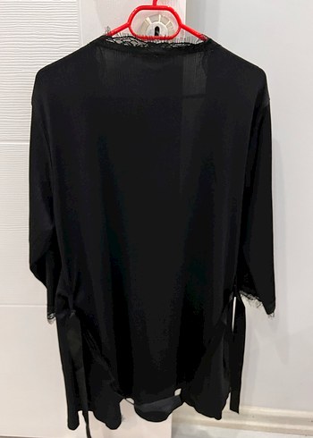 Siyah Midi Uzun Kollu Kadın Sabahlık - Görsel 3