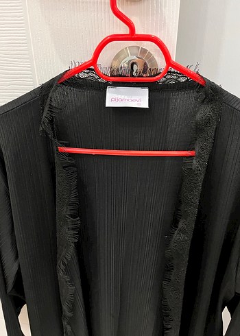 Siyah Midi Uzun Kollu Kadın Sabahlık - Görsel 2