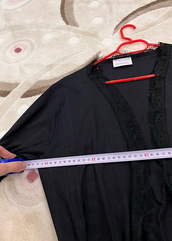 Siyah Midi Uzun Kollu Kadın Sabahlık - Görsel 8