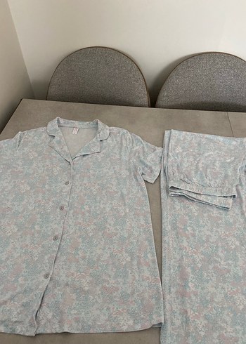 Açık mavi desenli Kadın Pijama Takımı