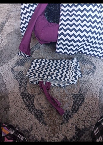 Mor Fiyonk Detaylı Bebek Puset Örtüsü Seti - Görsel 3