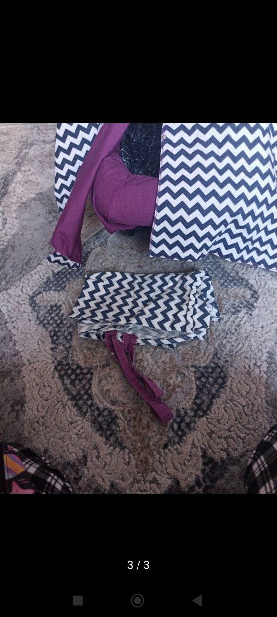 Mor Fiyonk Detaylı Bebek Puset Örtüsü Seti - Görsel 3