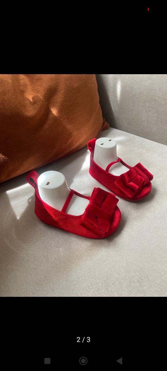 Kız Çocuk Kırmızı Kadife Babet - Görsel 2