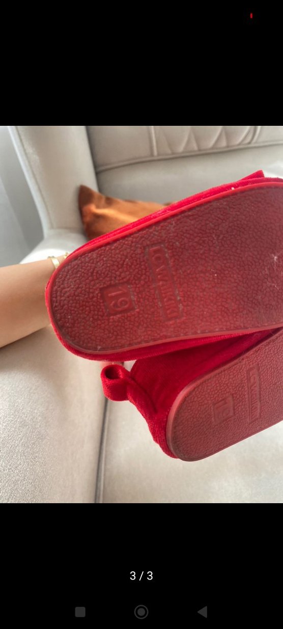 Kız Çocuk Kırmızı Kadife Babet - Görsel 3