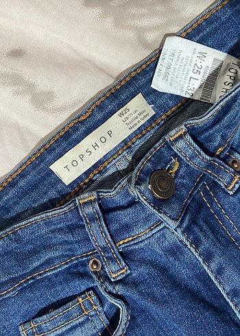 Topshop Düğmeli Mavi Skinny Kot Pantolon
