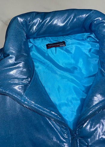 Parlak Mavi Kadın Şişme Yelek Fermuarlı - Görsel 3