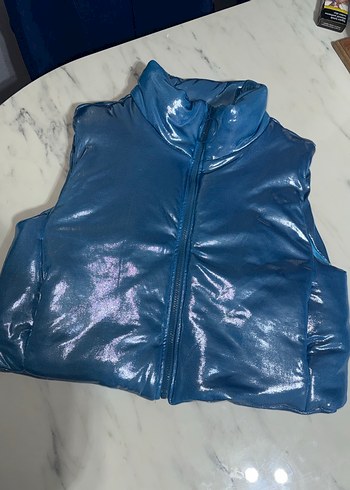 Parlak Mavi Kadın Şişme Yelek Fermuarlı - Görsel 2