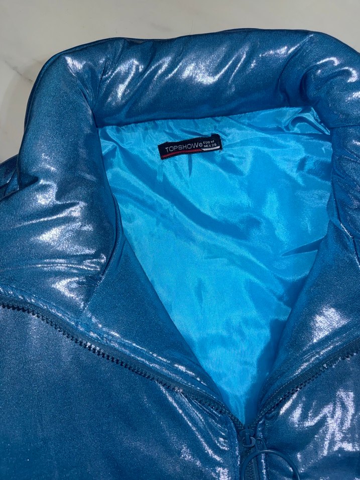 Parlak Mavi Kadın Şişme Yelek Fermuarlı - Görsel 3