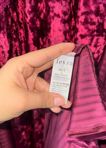 Bordo Uzun kadife gecelik Takımı - Görsel 4