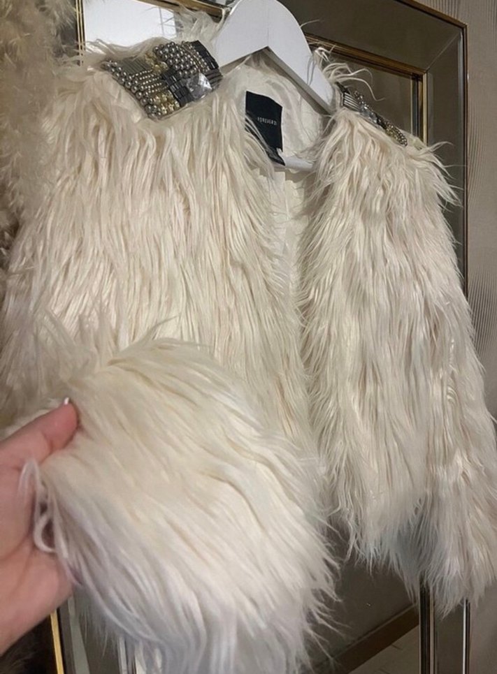 Beyaz Kürklü Bohem Midi Kadın Ceket - Görsel 2