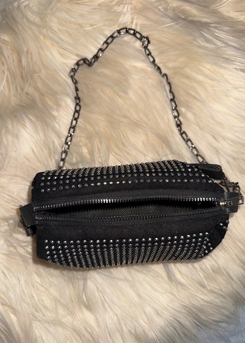 Zincir Askılı Siyah taşlı Çanta - Görsel 2