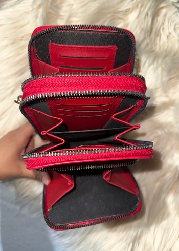 Kırmızı Deri Zincir Detaylı Kadın Çapraz Çanta - Görsel 2