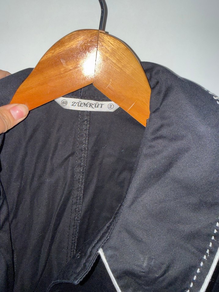 Düğmeli Siyah Uzun Kadın Trençkot - Görsel 2