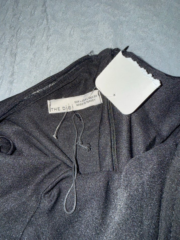 Siyah Askısız Mini Elbise - Görsel 3