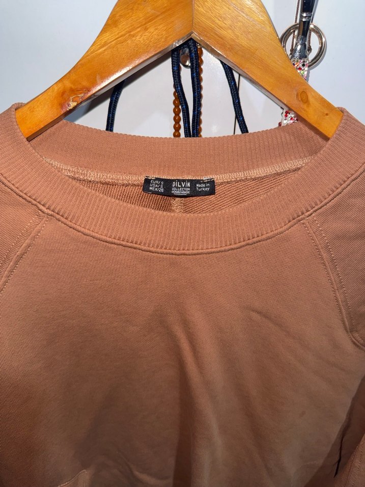 Kahverengi Kadın Sweatshirt, Uzun Kollu, Rahat Kesim - Görsel 2