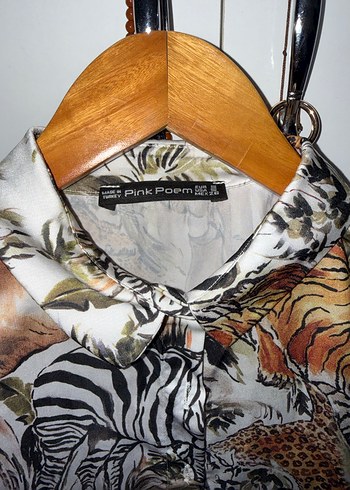 Bohem Zebra Desenli Uzun Kollu Gömlek - Görsel 2